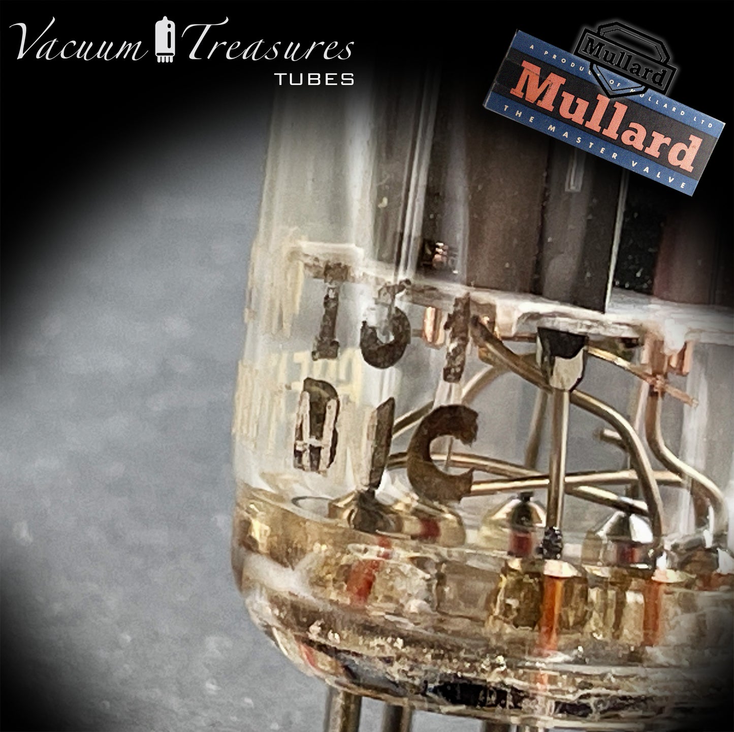 12AX7 / ECC83 MULLARD Blackburn Short Gray Plates Halo Getter - Same Code I61 B1C - AMPLITREX Tested Pair - Low Noise & Microphonics