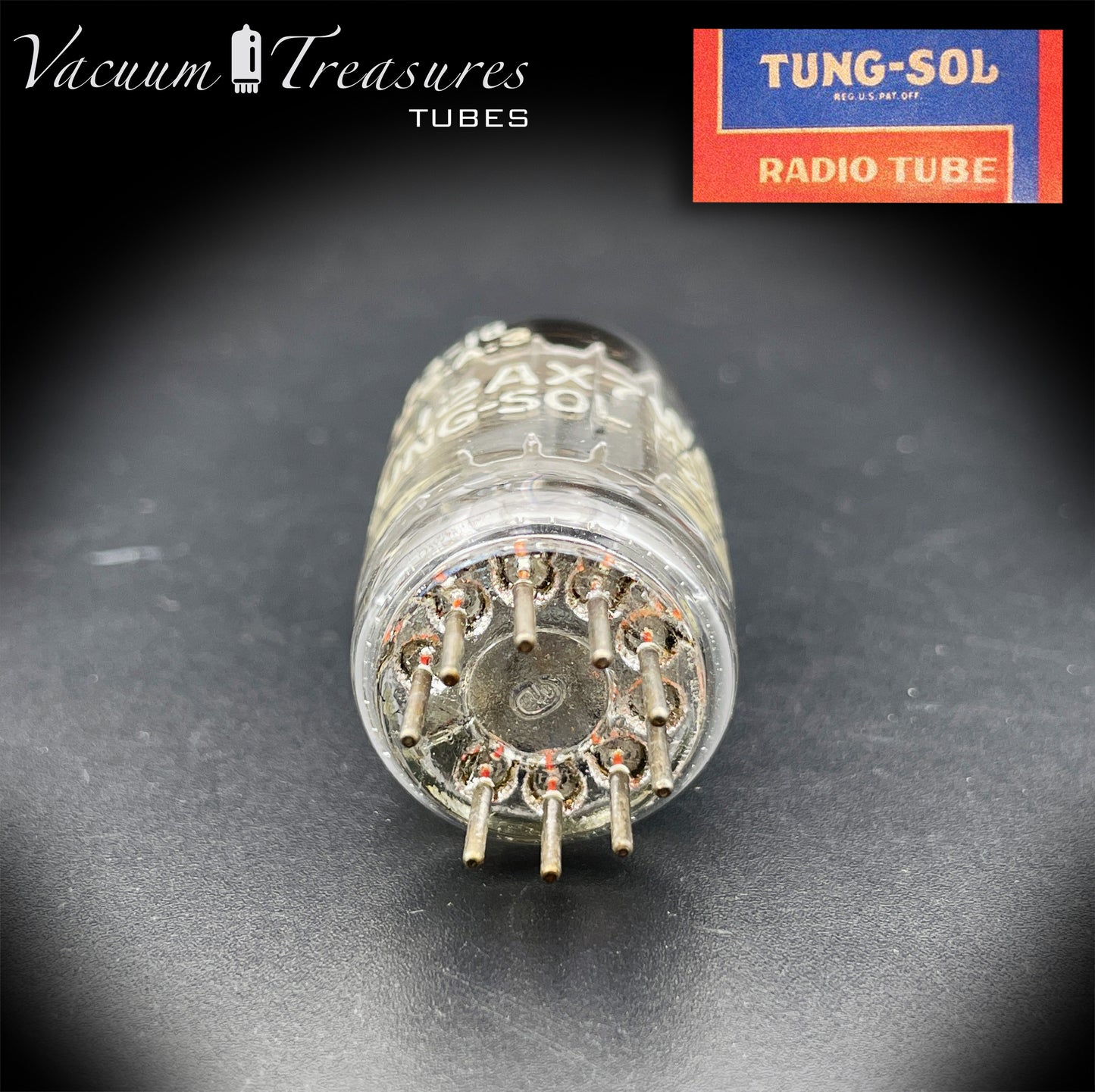 US AF 12AX7 WA E83CC NOS TUNG-SOL Long Gray Plates Halo Getter Tested Tube MADE IN USA '63