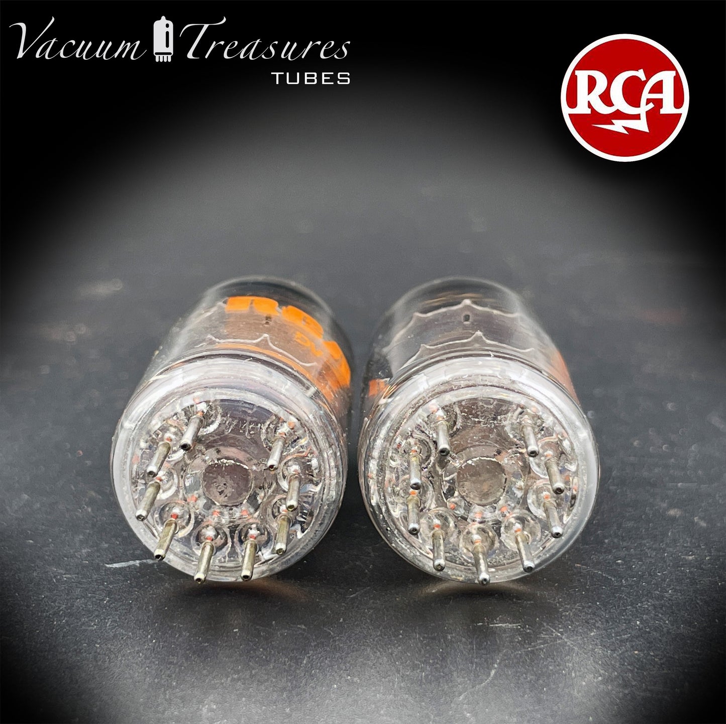 12AV7 RCA NOS NIB Black Plates Halo Getter Matched Pair Tubes Made in USA