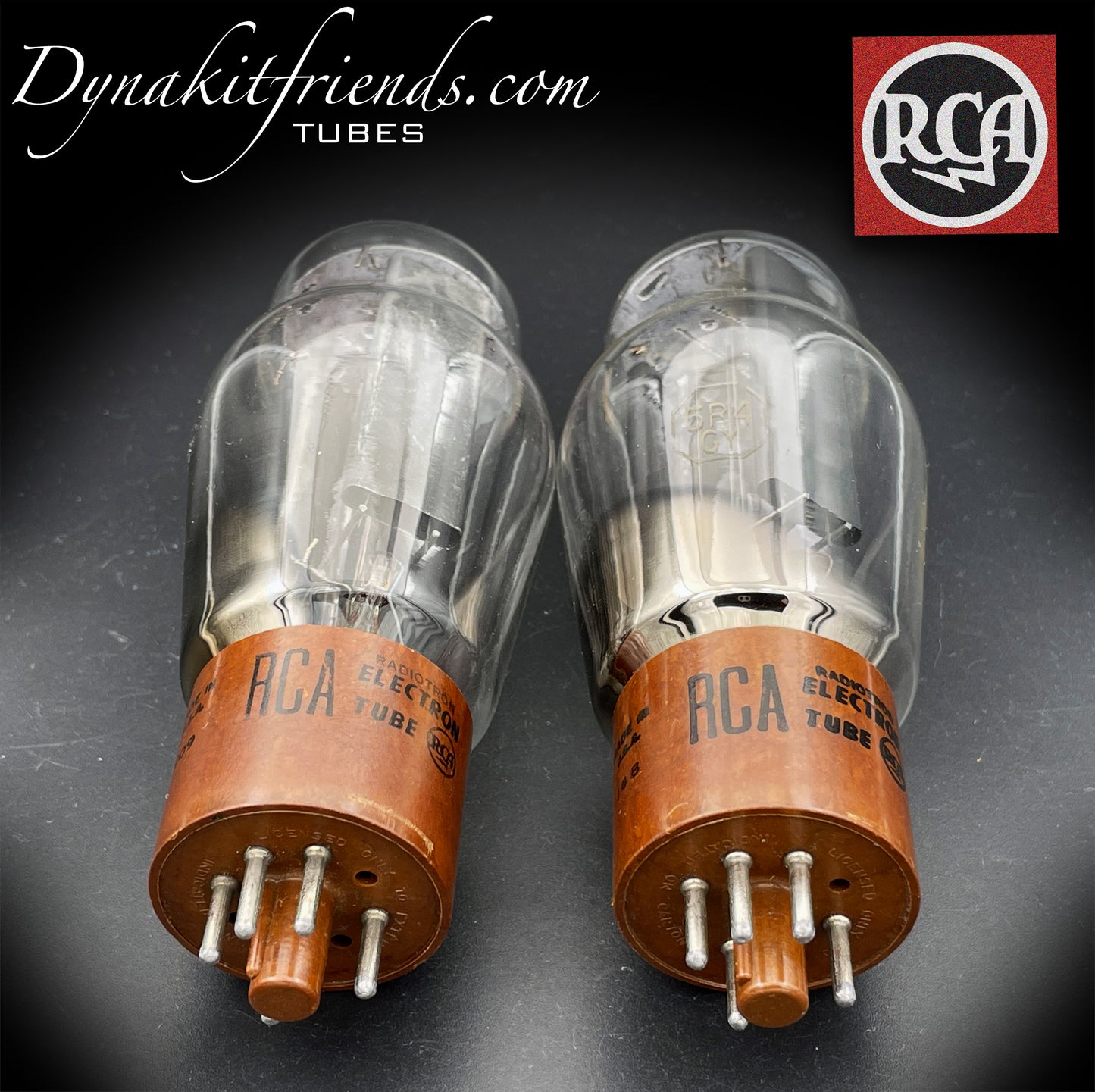 5R4GY (CV717) RCA-Gleichrichter mit schwarzen Getterplatten und quadratischem Boden, abgestimmte Röhren, hergestellt in den 50er Jahren in den USA