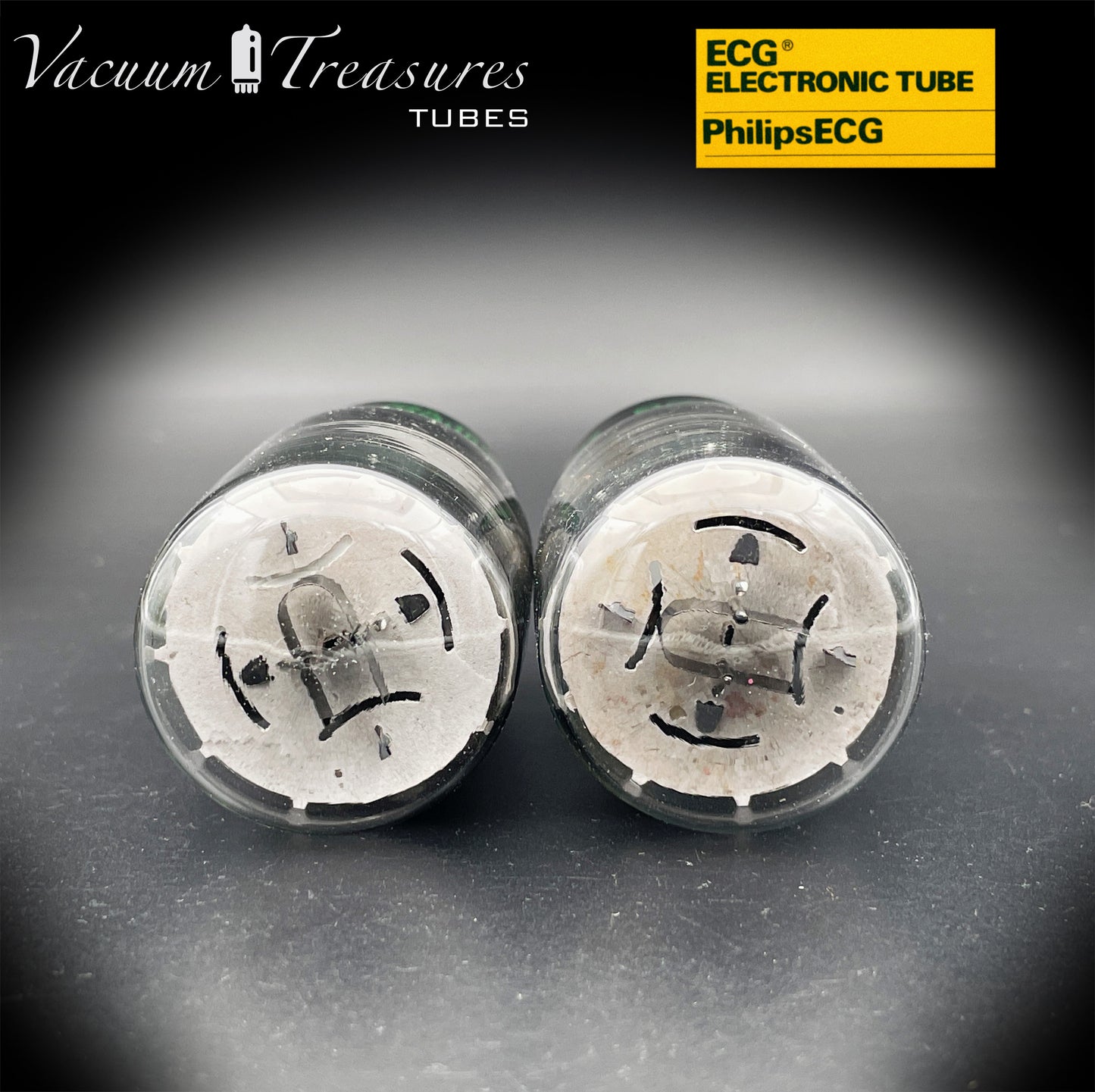 JAN 6L6WGB PHILIPS ECG Matched Pair Gray Plates Side Halo Getter AMPLITREX Tested – NOS NIB
