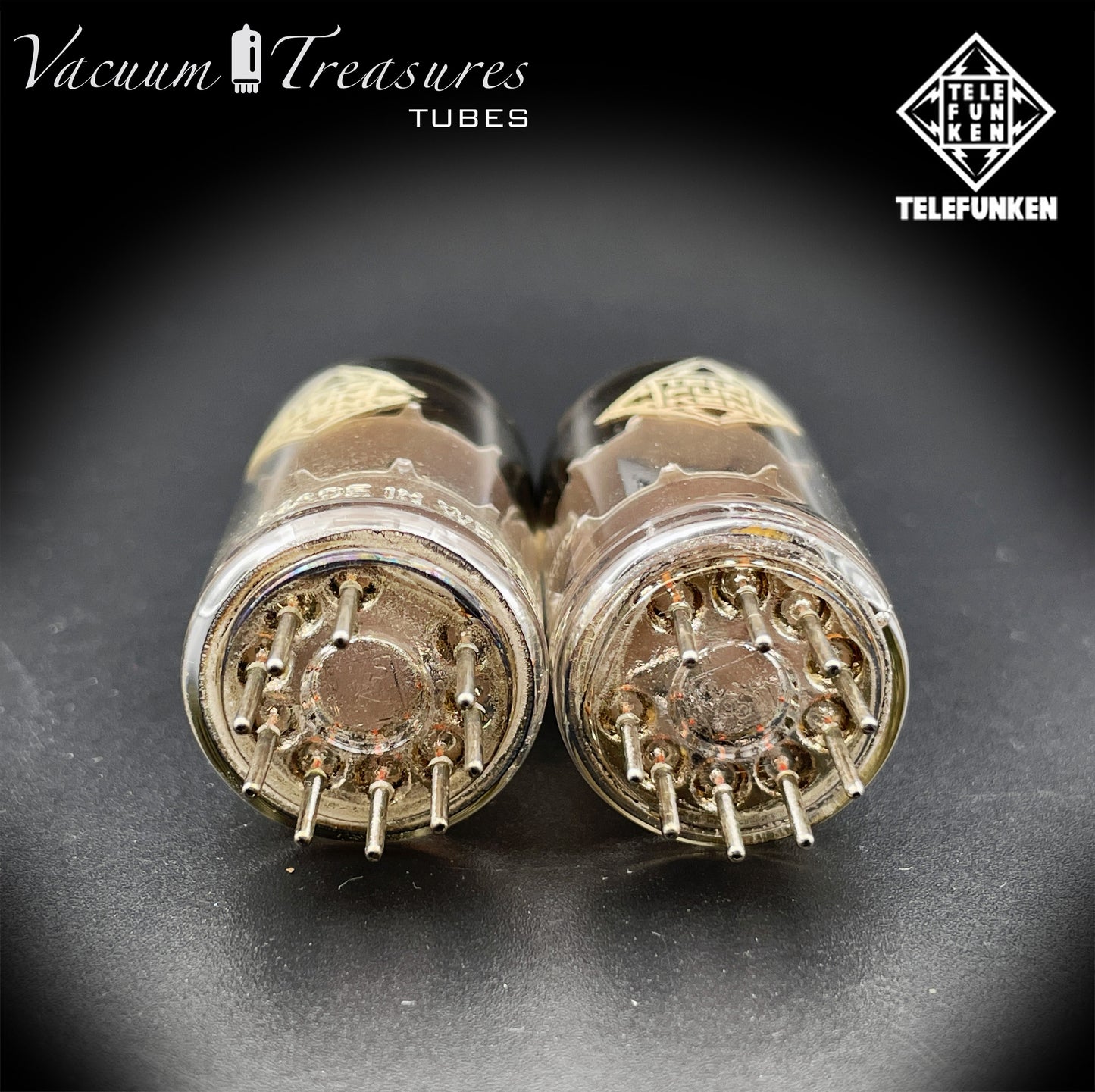 ECC81 ( 12AT7 ) TELEFUNKEN Fabbrica di Berlino Diamond <> Bottom Tested Pair Tubes Made In Western Germany