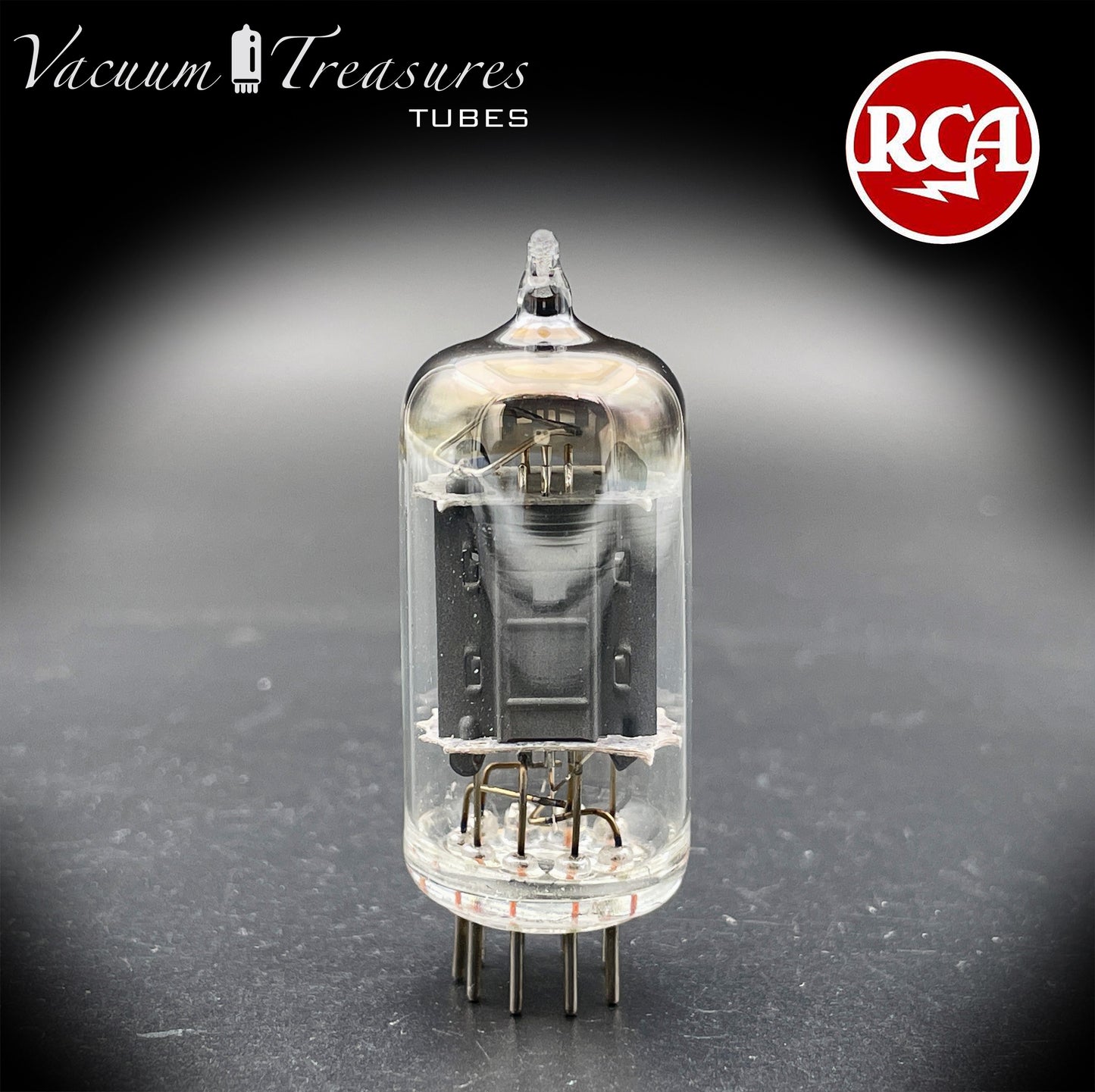 12AX7 / ECC83 RCA Long Gray Plates Square Tilt Getter Made in USA '50s
