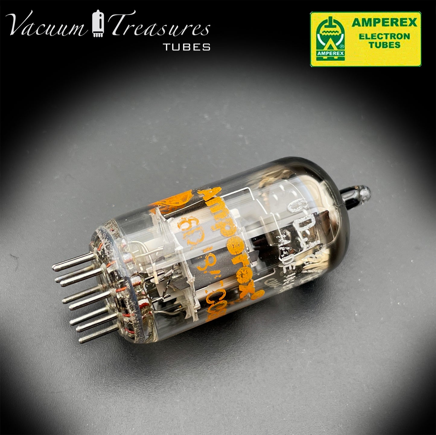 ECC88 6DJ8 NOS AMPEREX Disc Getter AMPLITREX Tested Tube Made in HOLLAND '60s