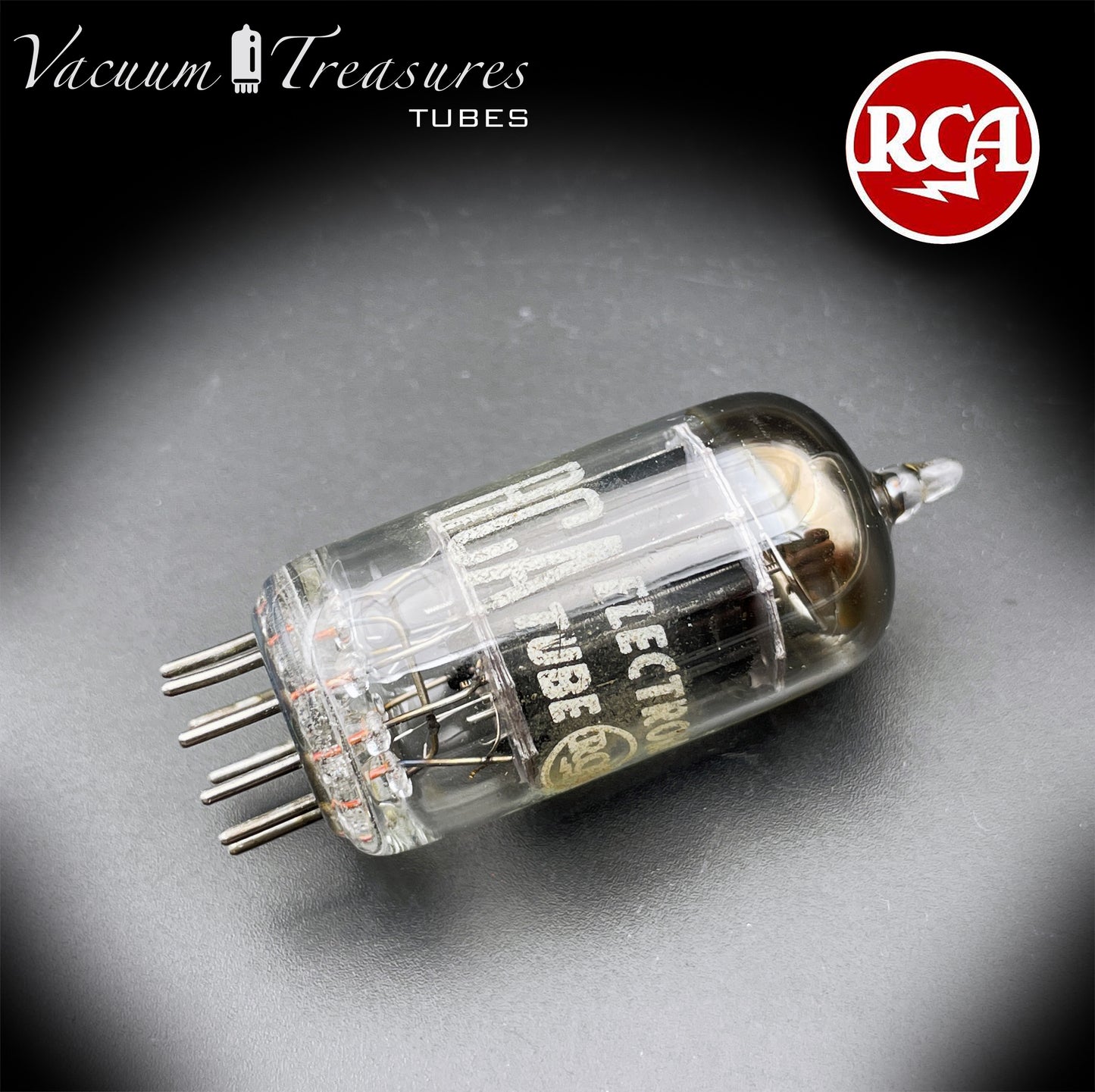 12AX7 ECC83 NOS RCA Long Black Plates Yellow Tip Square Getter Tested Tube USA 1955