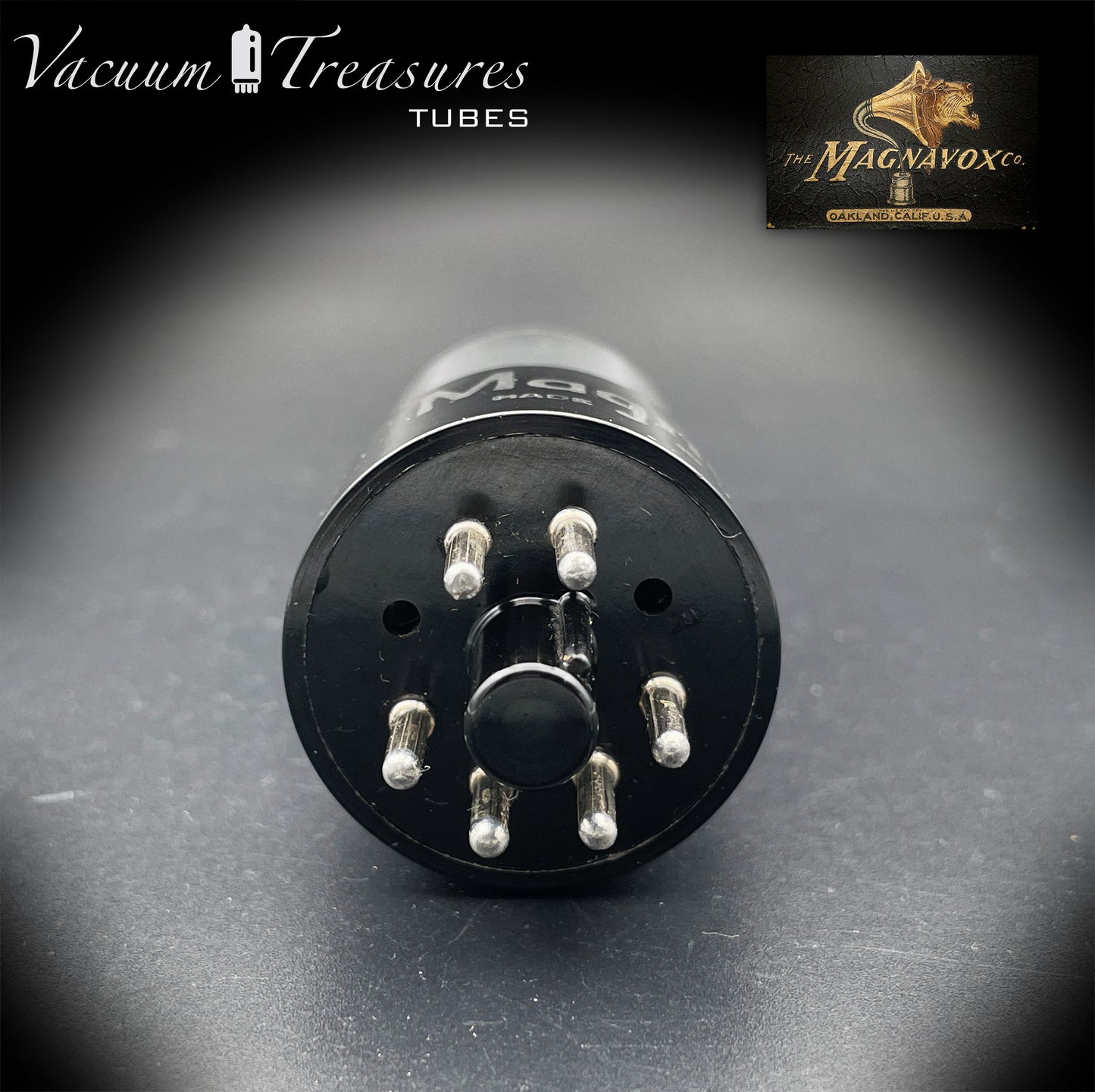 6V6GT Magnavox by RCA Smoked Glass AMPLITREX Tested Tube Black Plate DD Getter Made in USA '55