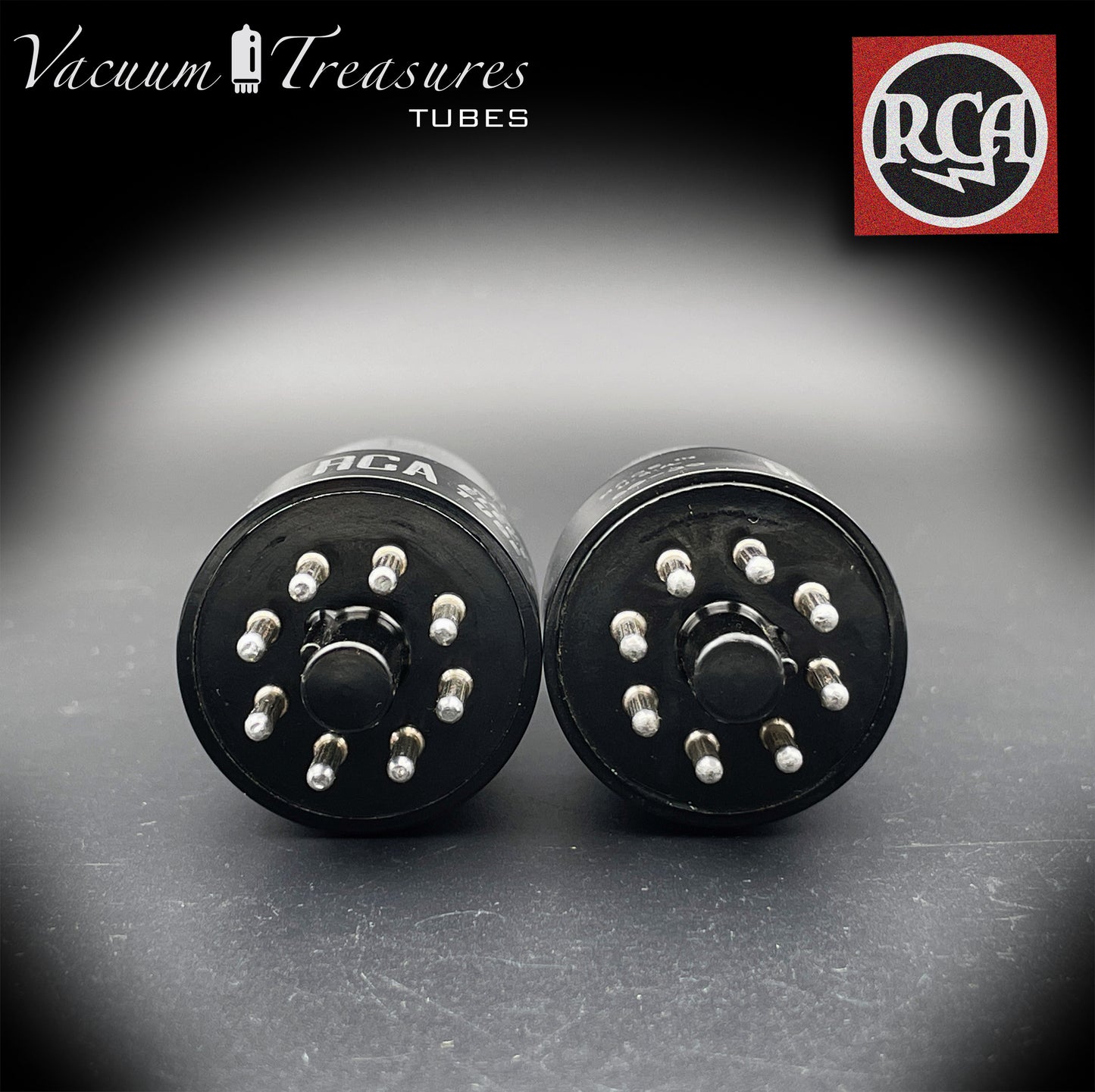 6SL7 GT ( VT-229 ) RCA NOS Black Plates Legendary Graphite Glass Square Getter Tested Pair Tubes Made in USA '50s