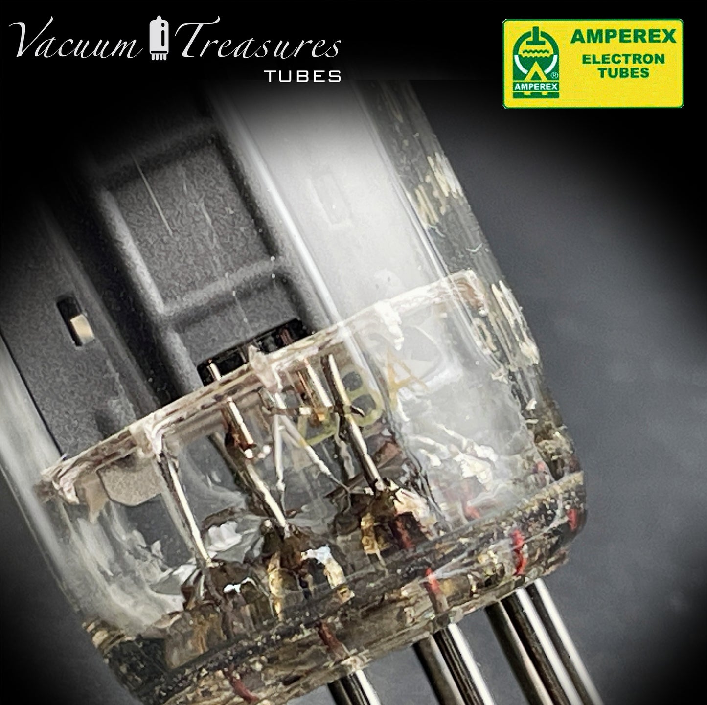 12AX7 / ECC83 NOS Amperex Bugle Boy Matched Pair AMPLITREX Tested Long Plates Foil Getter '50s