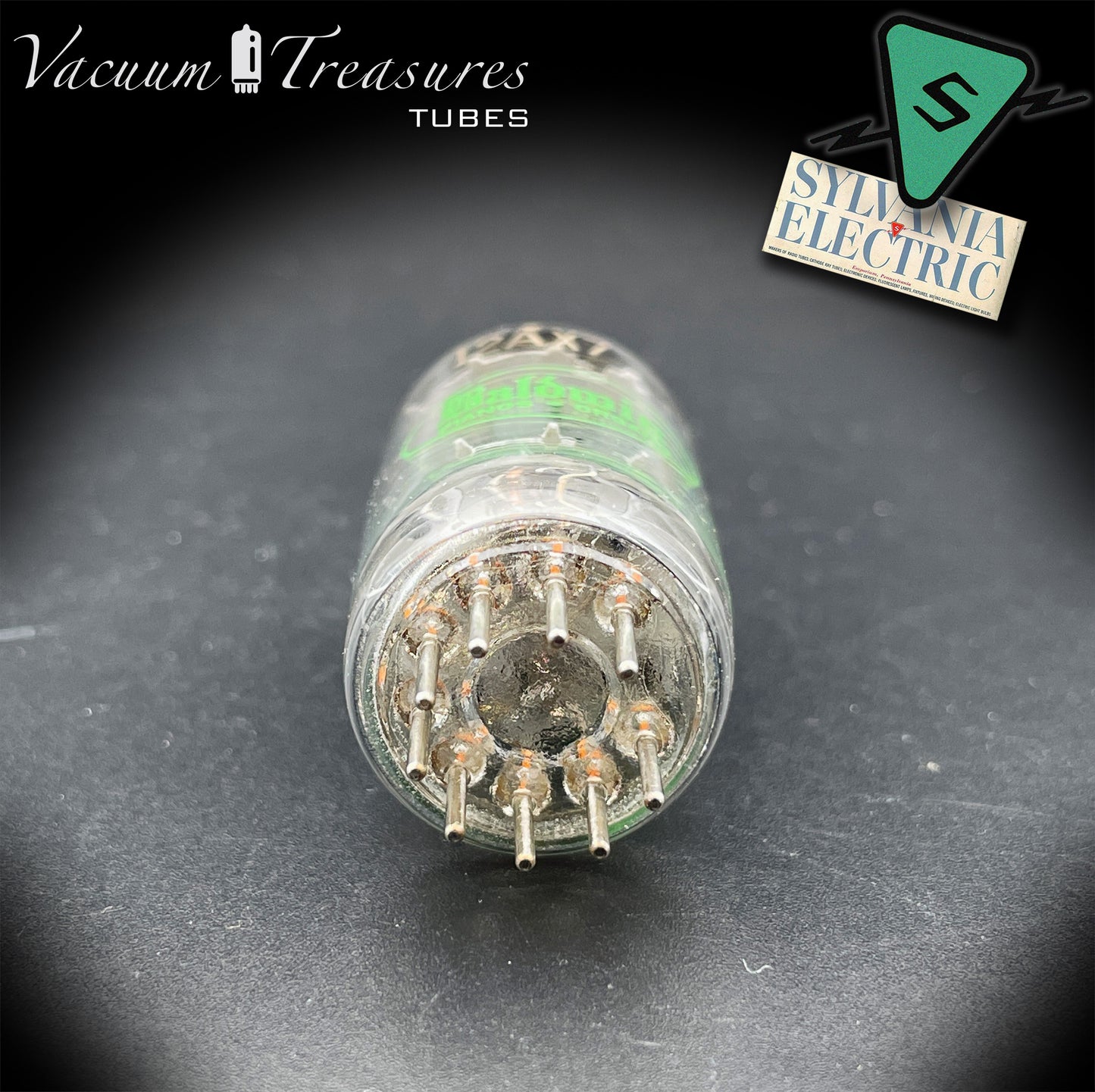 12AX7 / ECC83 NOS Baldwin by SYLVANIA Long Gray Plates Halo Getter Tested Tube Made in USA '61