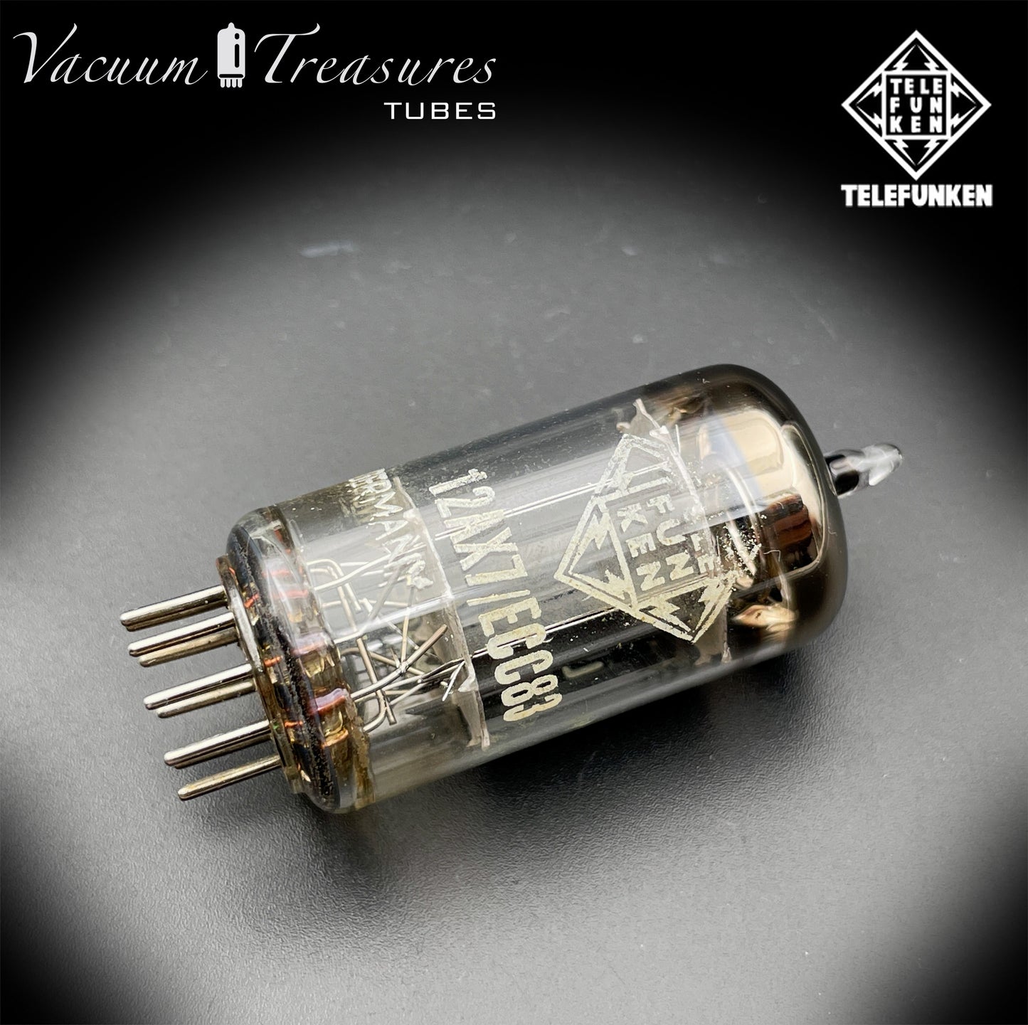 12AX7 ECC83 NOS Telefunken - Ribbed Plates Diamond Bottom Tested Tube Western Germany