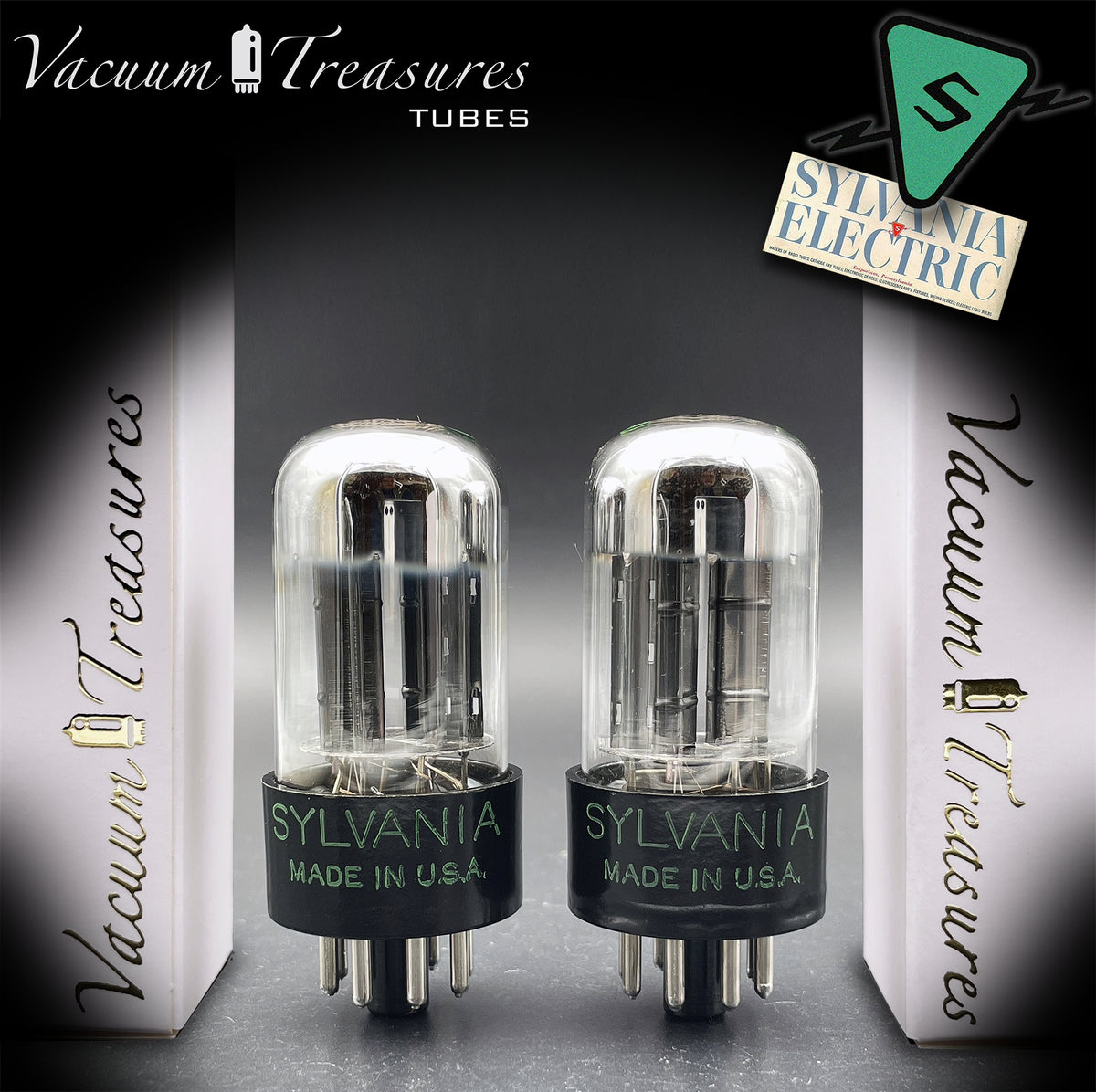6SN7GTA NOS SYLVANIA Chrome Top Matched Pair - Same Production Code - Low Noise & Microphonics - AMPLITREX Tested