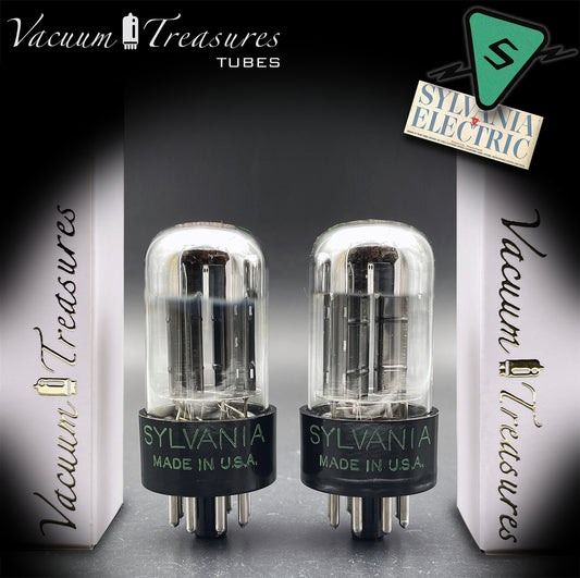 6SN7GTA NOS SYLVANIA Chrome Top Matched Pair - Same Production Code - Low Noise & Microphonics - AMPLITREX Tested