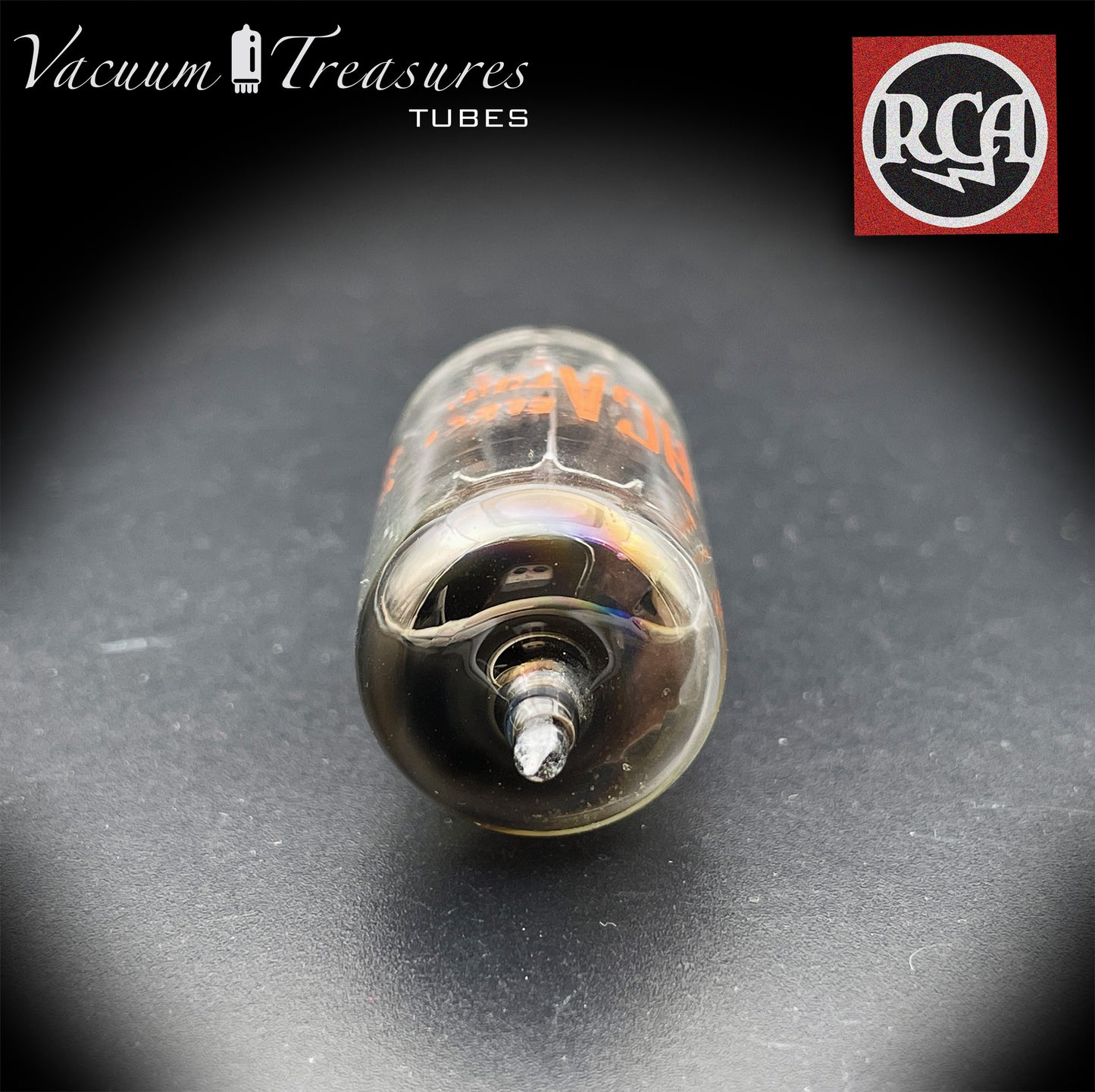 12AX7 / ECC83 RCA Long Black Plates Square Tilt getter - Balanced - Low Noise & Mic - Made in USA '58