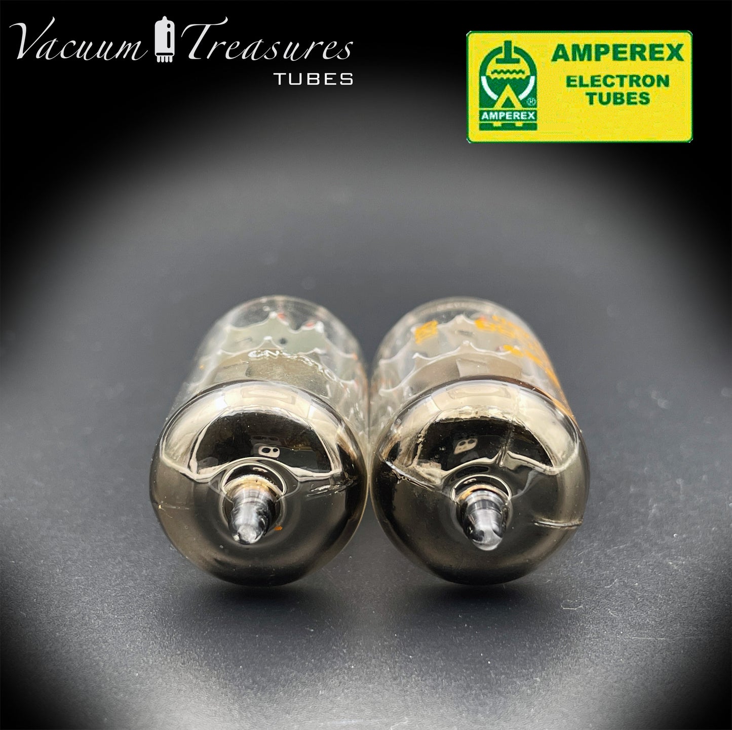 ECC88 ( 6DJ8 ) AMPEREX Dimpled Disc Getter Matched Pair Tubes Made in HOLLAND '69