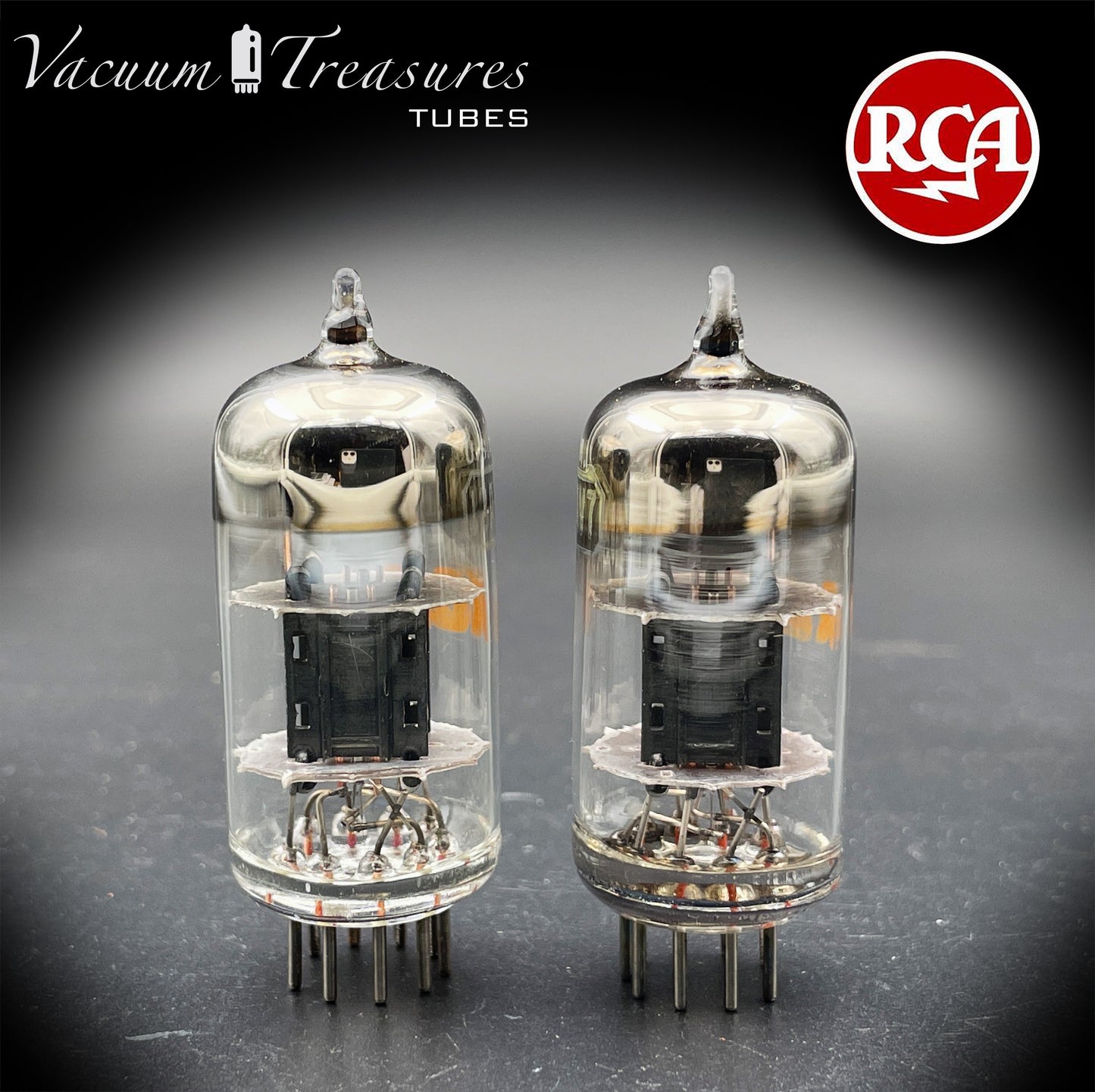 12AV7 RCA NOS NIB Black Plates Halo Getter Matched Pair Tubes Made in USA