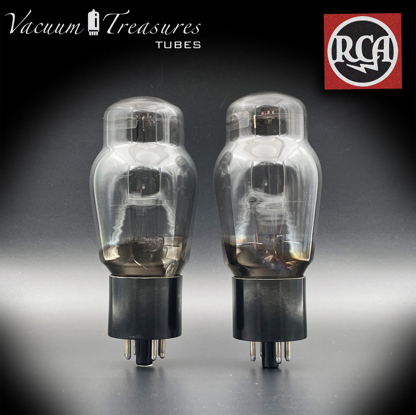 6L6G RCA Placas negras Vidrio ahumado Doble [] Tubos combinados Getter Fabricado en EE. UU. '55
