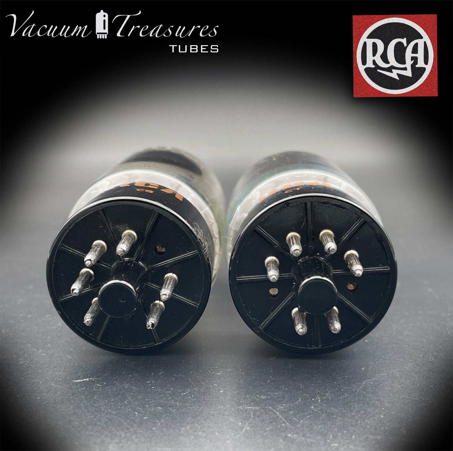 6L6GC RCA Black Plates Side Halo Getter – AMPLITREX Matched Pair – Made in USA – Like NOS