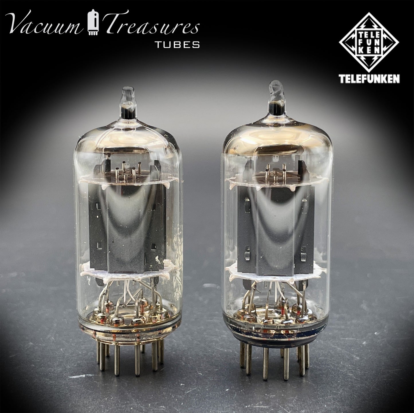12AX7 ECC83 TELEFUNKEN Matched Pair Tubes – Smooth Plates Diamond Bottom Made in Western Germany