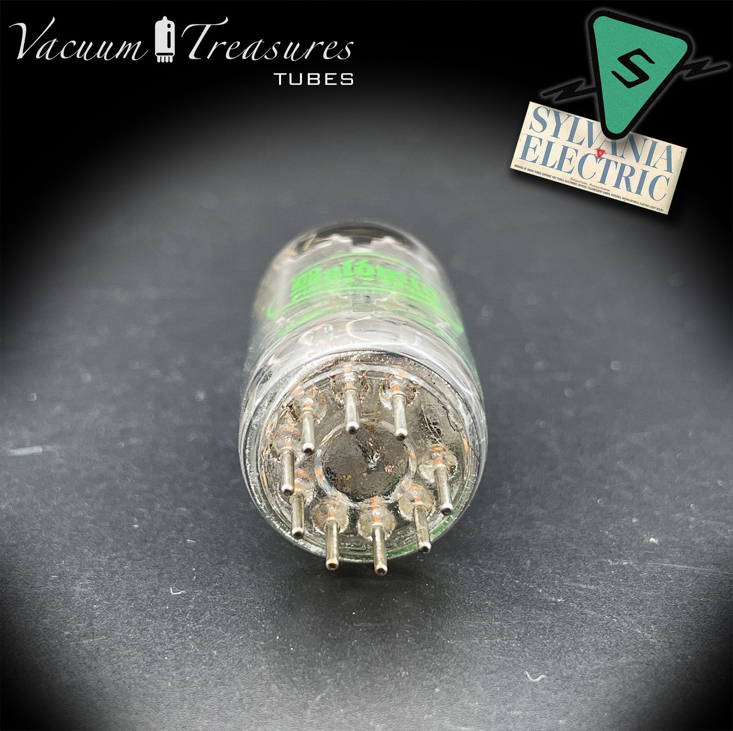 12AX7 / ECC83 NOS Baldwin by SYLVANIA Long Gray Plates Halo Getter Tested Tube Made in USA '61