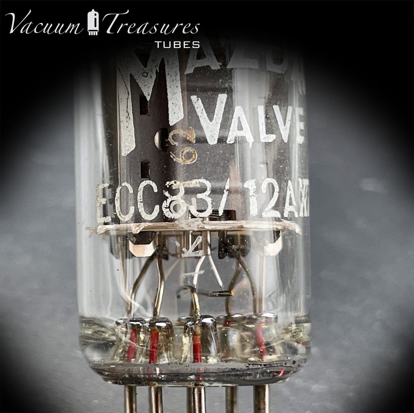 12AX7 / ECC83 Mazda Valve Tested Pair Same Date Codes Short Gray Plates Halo Getter Made in England BVA