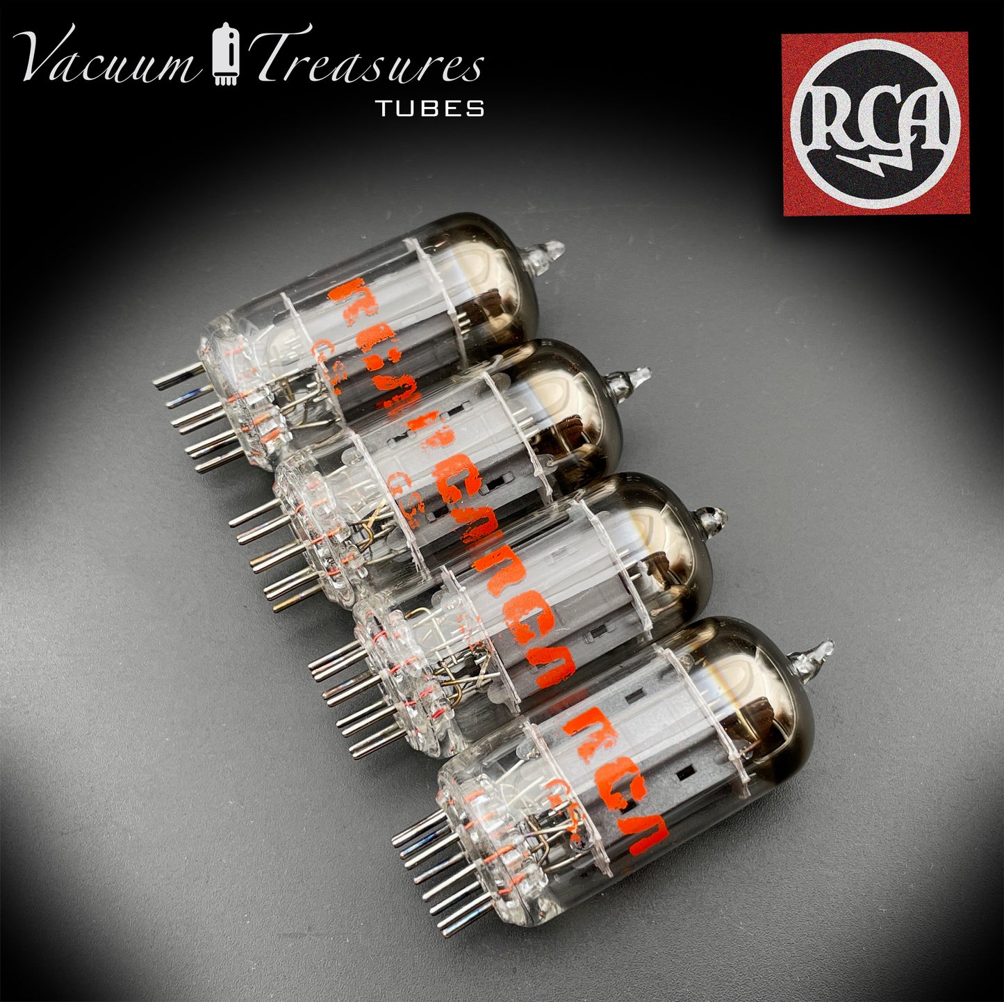 12AU7 A ( ECC82 ) RCA NOS Long Gray Plates Halo Getter Matched Tubes Made in USA