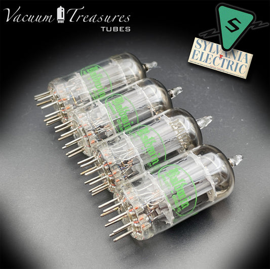 12AU7A / ECC82 NOS Baldwin by SYLVANIA Long Gray Plates Halo Getter Matched Quad Tubes Made in USA '60s