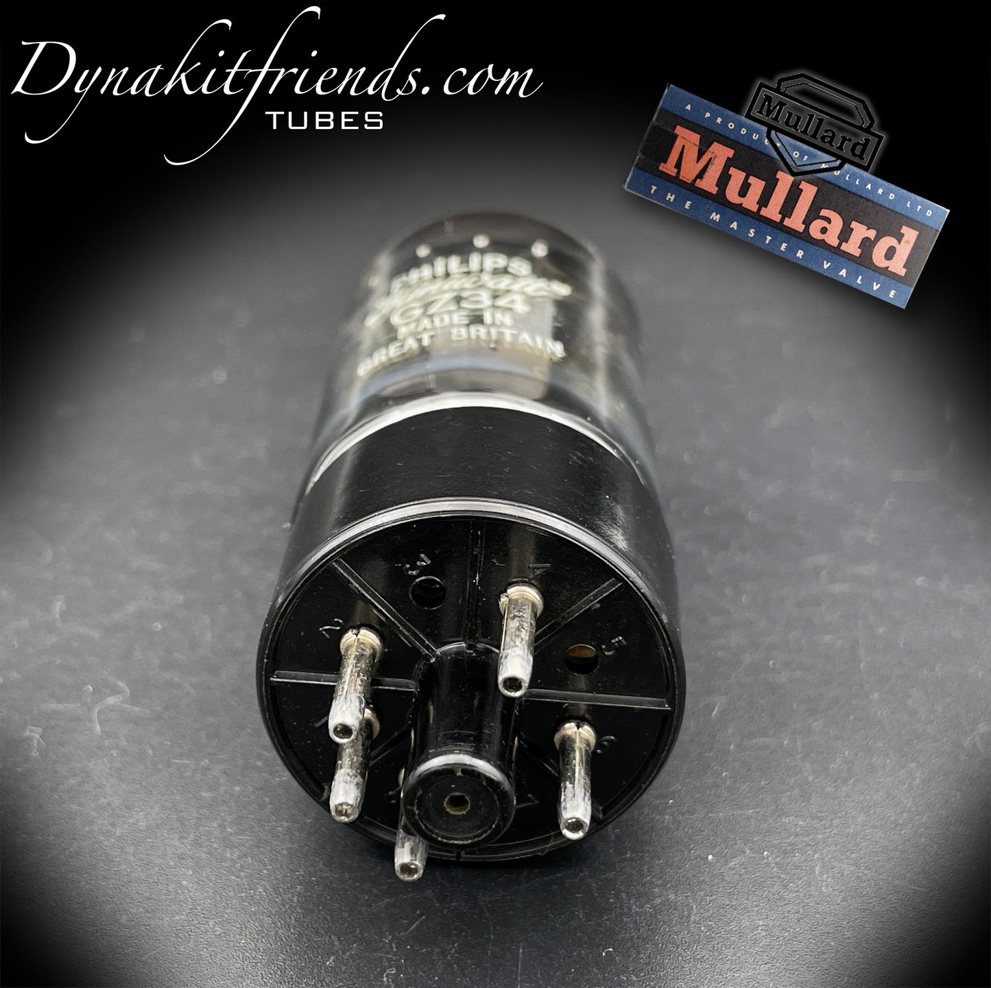 GZ34 ( 5AR4 ) MULLARD Blackburn para rectificador de tubo Philips Miniwatt de 4 placas de muesca Fabricado en GT. BRETAÑA