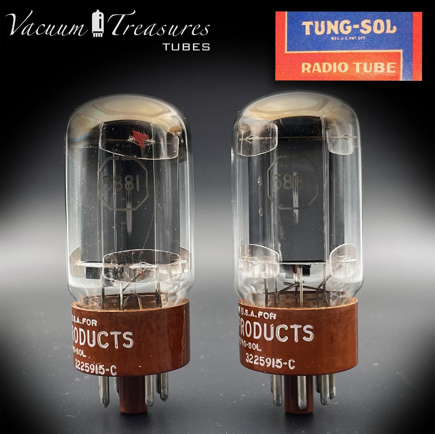 5881 (6L6WGB) TUNG-SOL NOS Braune Basis, passendes Paar Vakuumröhren, hergestellt in den USA