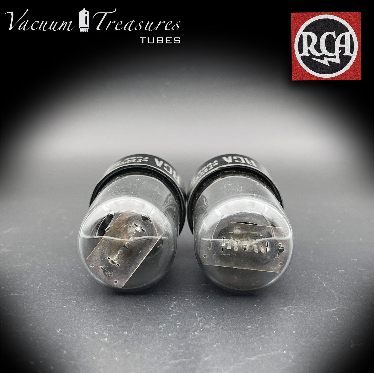 6V6 GT RCA NOS NIB Black Plates Grafite Glass Double Square Getter Matched Tubes Made in USA '57