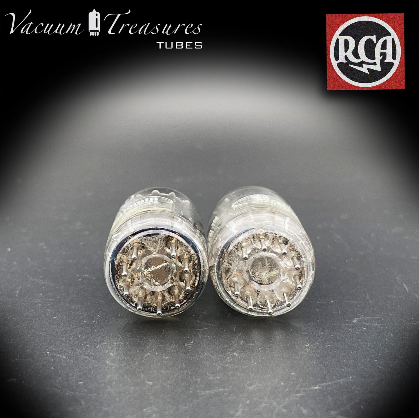 12AX7 ( ECC83 ) RCA for Baldwin Long Gray Plates Square Getter Matched Tubes MADE IN USA '59