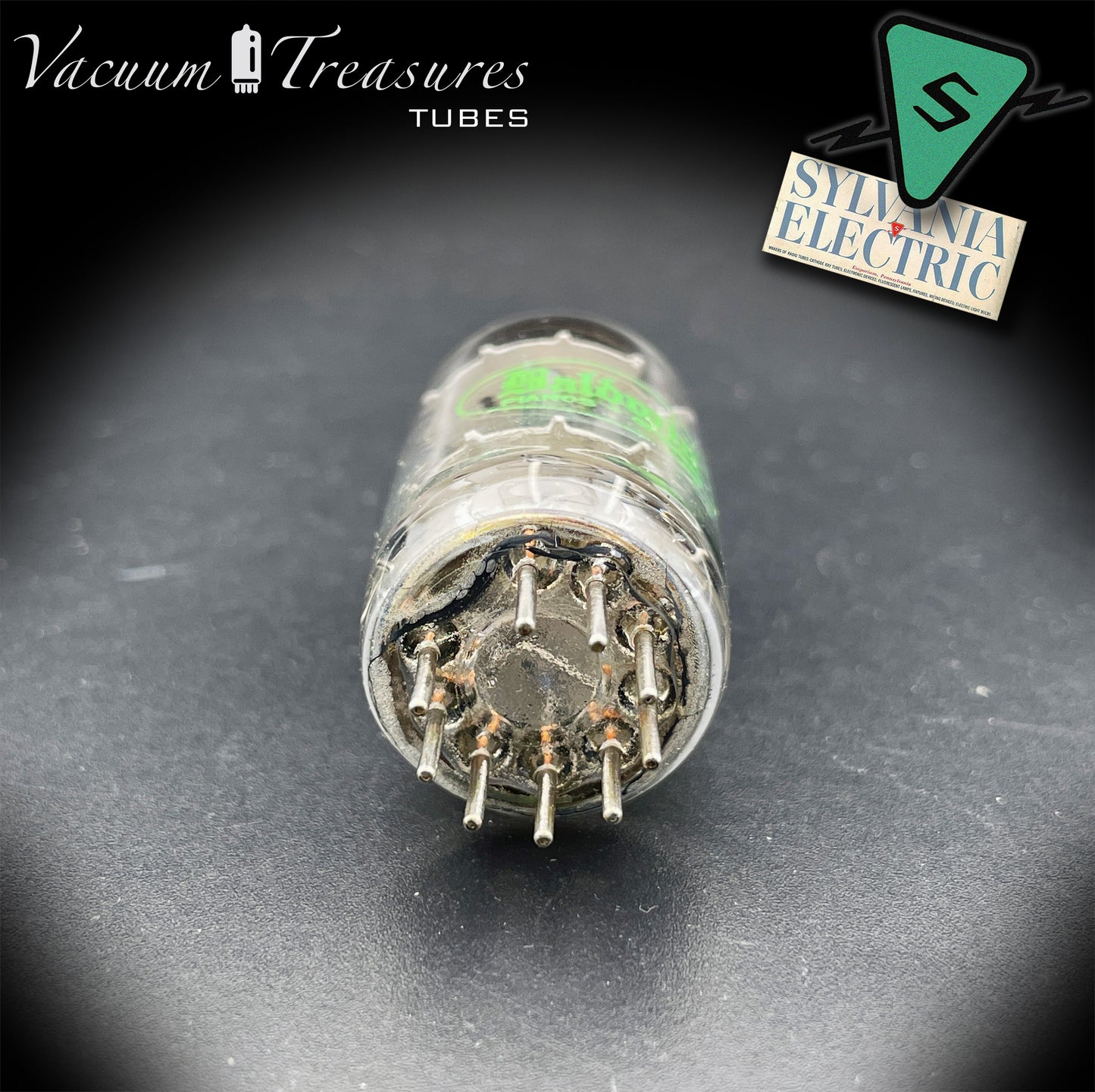12AX7 / ECC83 Baldwin by SYLVANIA Long Gray Plates Halo Getter Tested Balanced Tube Made in USA '59