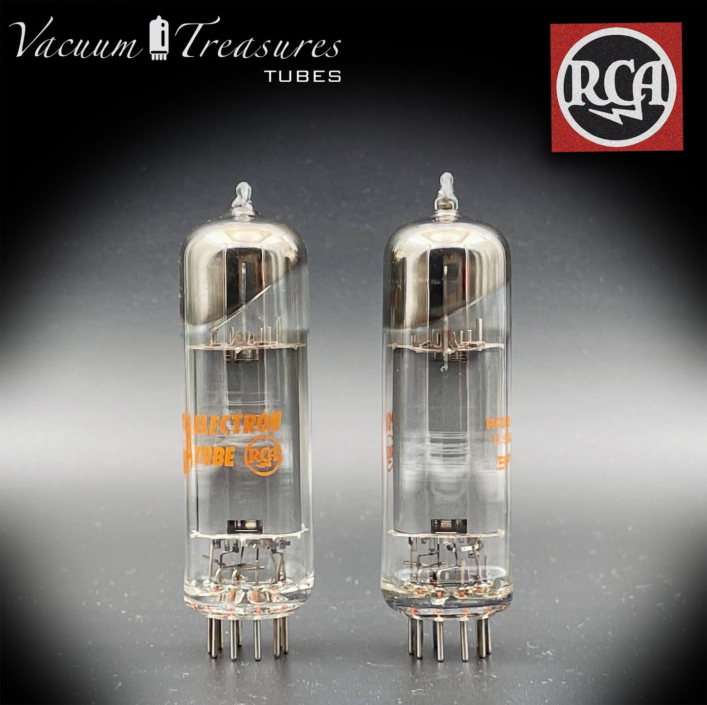 6BQ5 ( EL84 ) RCA NOS NIB Gray Plates Disc Halo Getter Tested Pair Tubes Made in USA '66