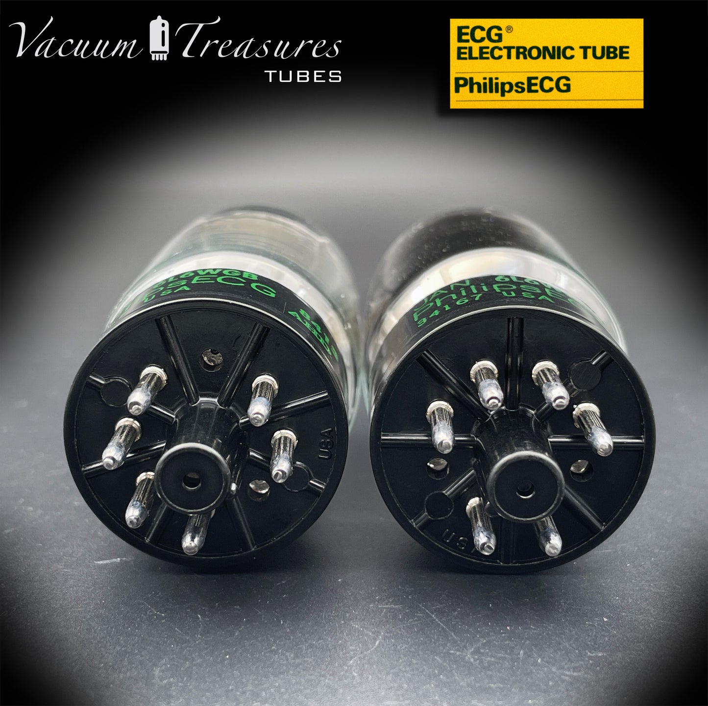 JAN 6L6WGB PHILIPS ECG Matched Pair Gray Plates Side Halo Getter AMPLITREX Tested – Same Date Code – NOS NIB