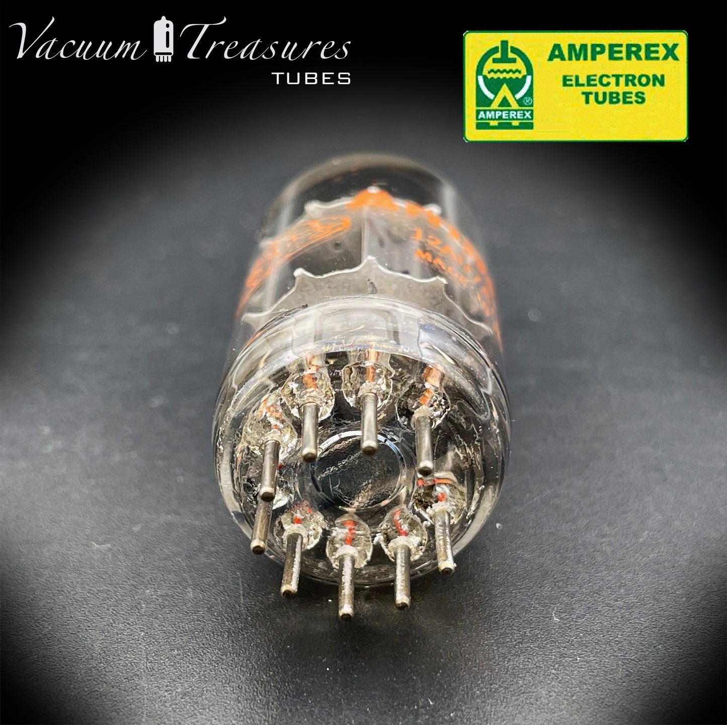 12AU7 ( ECC82 ) NOS AMPEREX Short plates 45° O Getter Balanced Triodes Tested Tube MADE IN HOLLAND