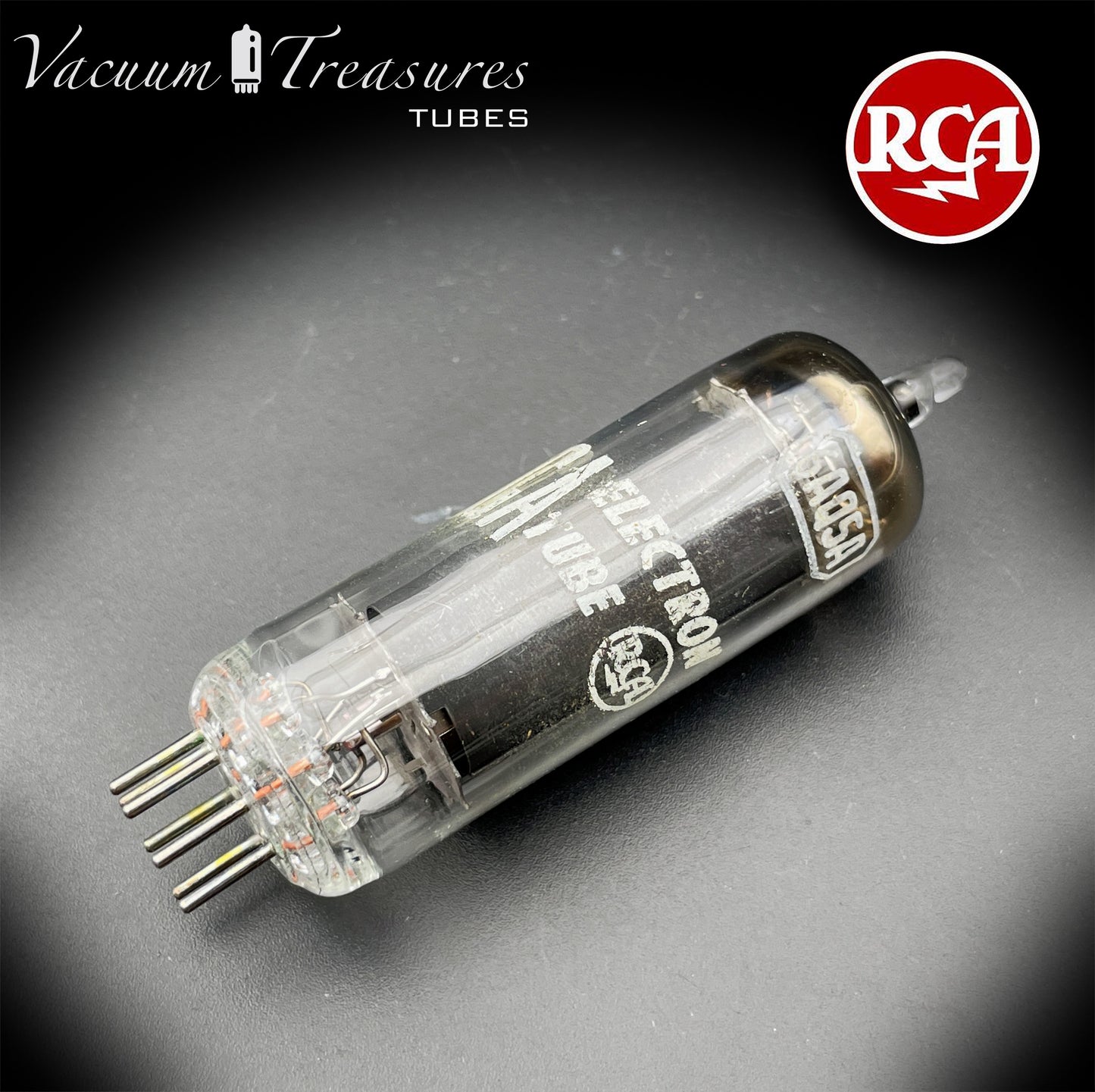 6AQ5 A (EL90) RCA Black Plate Square Getter Made in USA '57