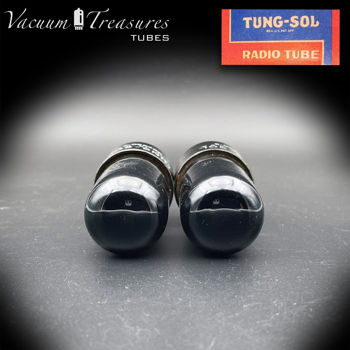 6V6GT ( VT-107A ) TUNG-SOL NOS NIB Black Glass Square Getter Matched Tubes MADE IN USA '55