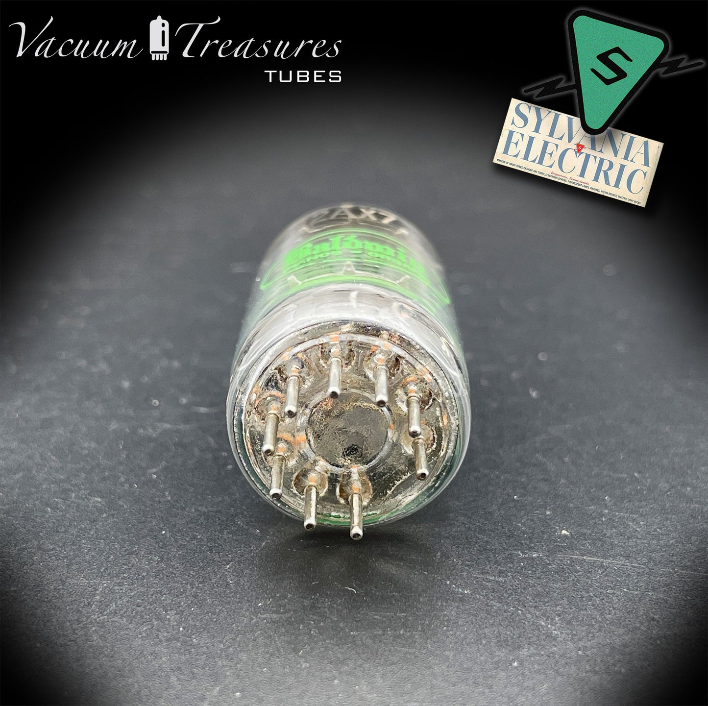 12AX7 / ECC83 NOS Baldwin by SYLVANIA Long Gray Plates Halo Getter Tested Tube Made in USA '61