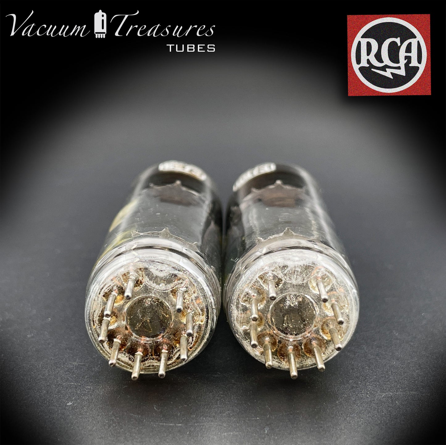 6973 RCA Black Plates Halo Getter Matched Pair Tubes Made in USA