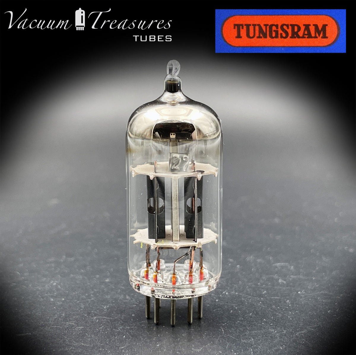 12AX7 / ECC83 TUNGSRAM Short Gray Plate Dual Post Halo Getter Tube Made in Hungary