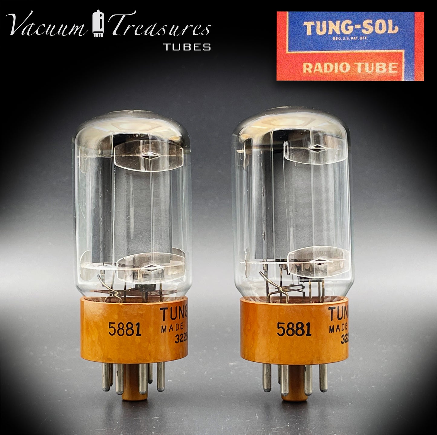 5881 ( 6L6WGB ) TUNG-SOL NOS Brown Base Matched Pair Vacuum Tubes Made in USA