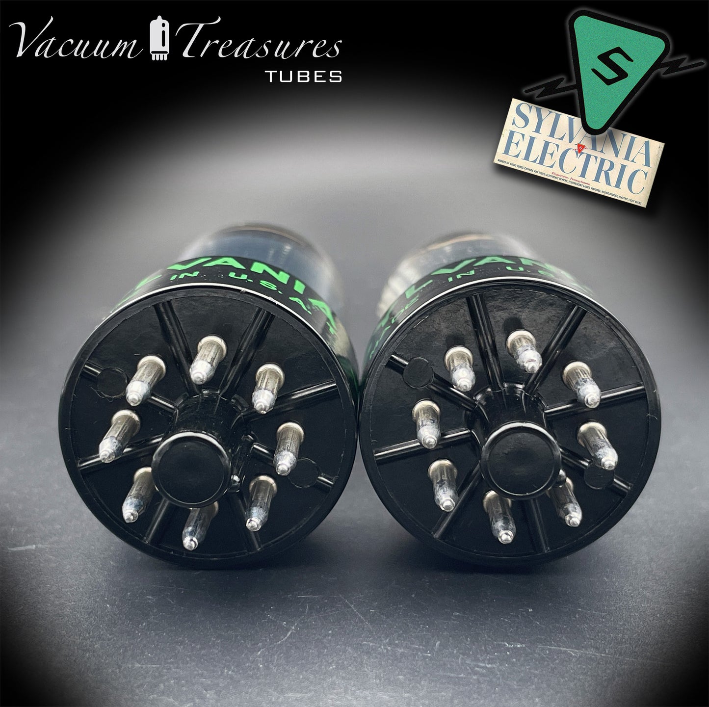 6SL7GT SYLVANIA 3-Hole Black Plates Tall Boys AMPLITREX Tested Pair Made in USA '50s