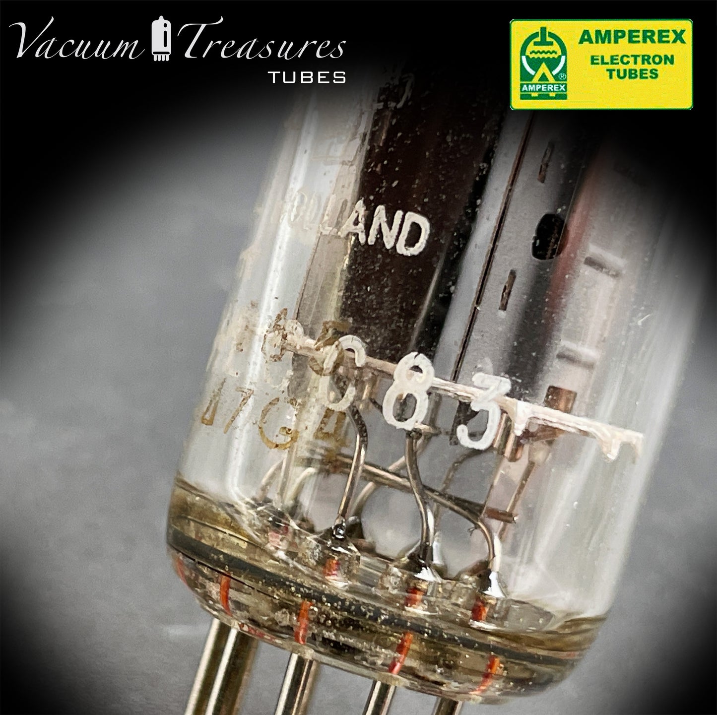 12AX7 / ECC83 NOS AMPEREX Bugle Boy Matched Pair Short plates Same Date Codes Tubes MADE IN HOLLAND '67