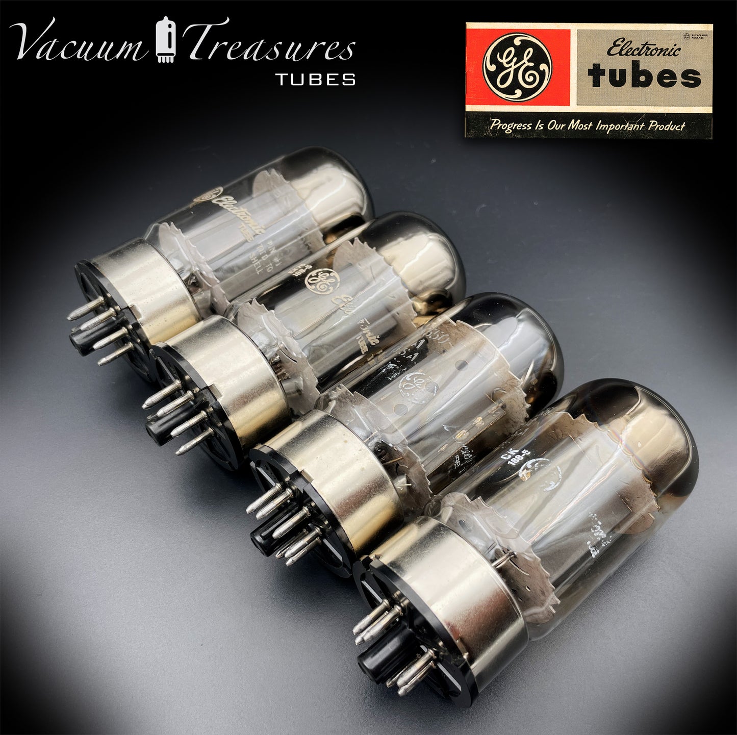 6550 GE Vintage Matched Quad - First Version - Welded Plates MADE IN USA