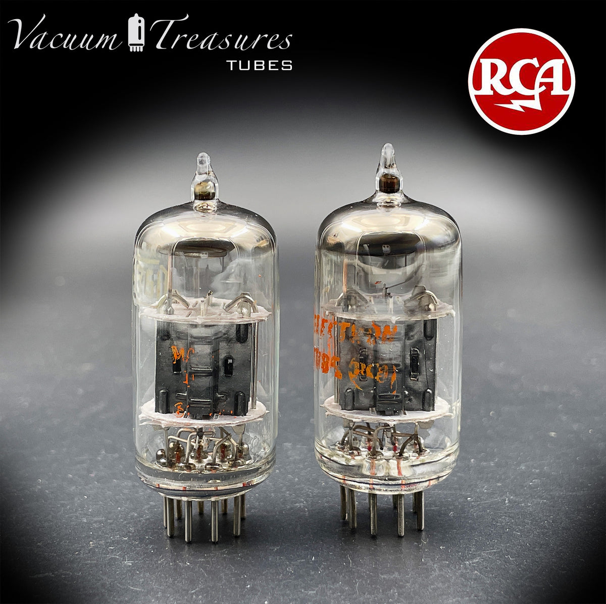 5751 RCA NOS Black Plates Halo Getter Matched Pair Tubes Made in USA