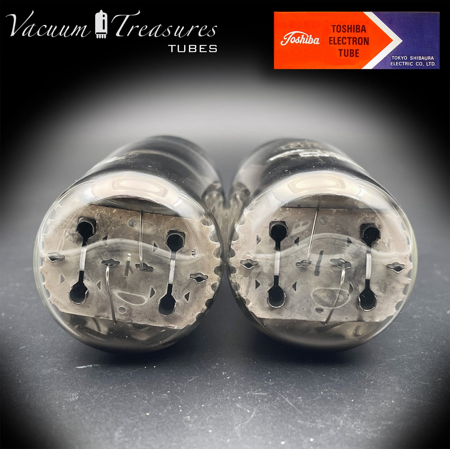 5U4GB 5AS4A NOS NIB TOSHIBA/International Black Plates Matched Pair Tubes Top Side Dual Disc Getter Rectifiers Made in JAPAN