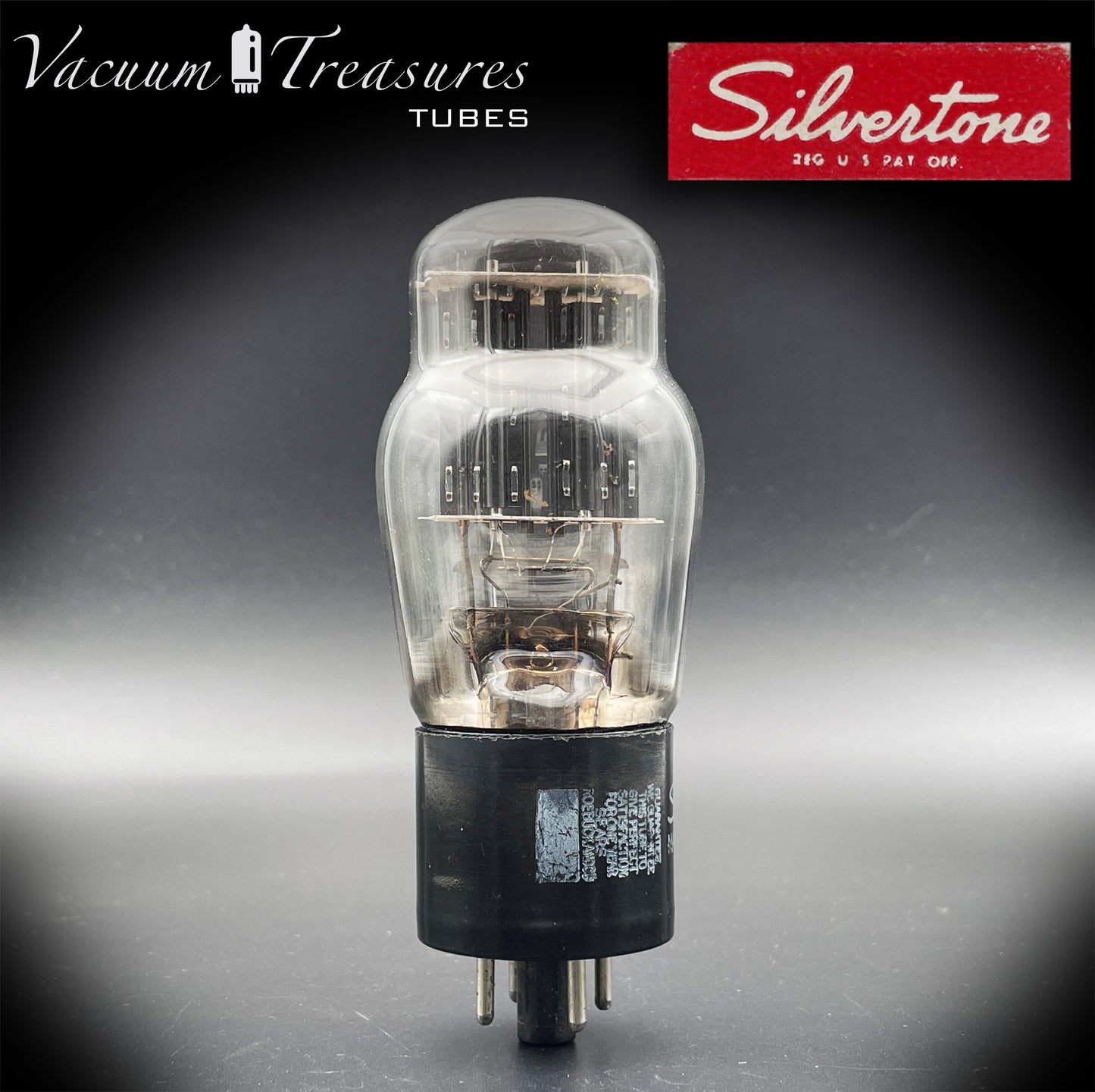 5V4G GZ32 SILVERTONE ST Shape Black Plates Bottom Square Getter Tested Tube Made in USA '51