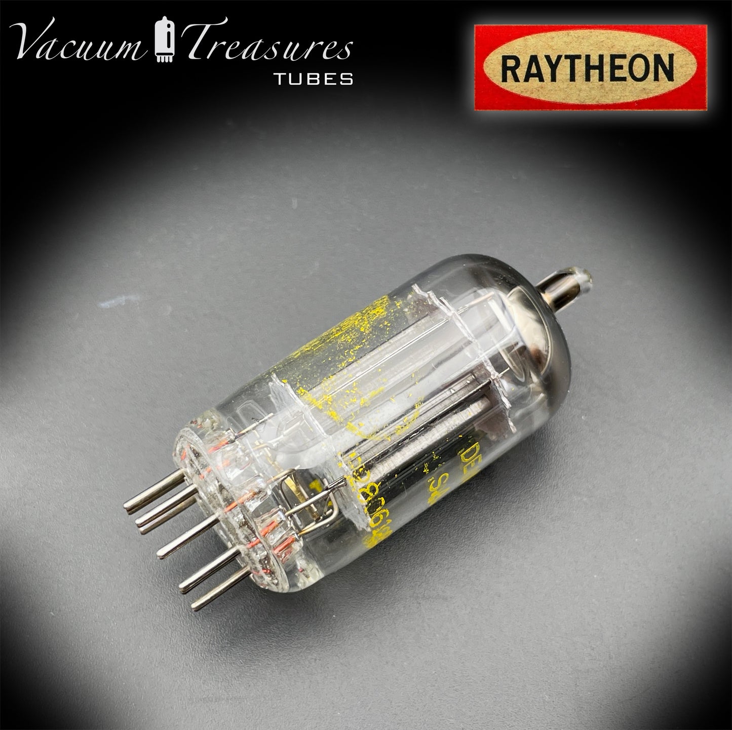 12AX7A ECC83 Baldwin RAYTHEON Tested Tube – Long Black Plates Halo Getter USA 1960s