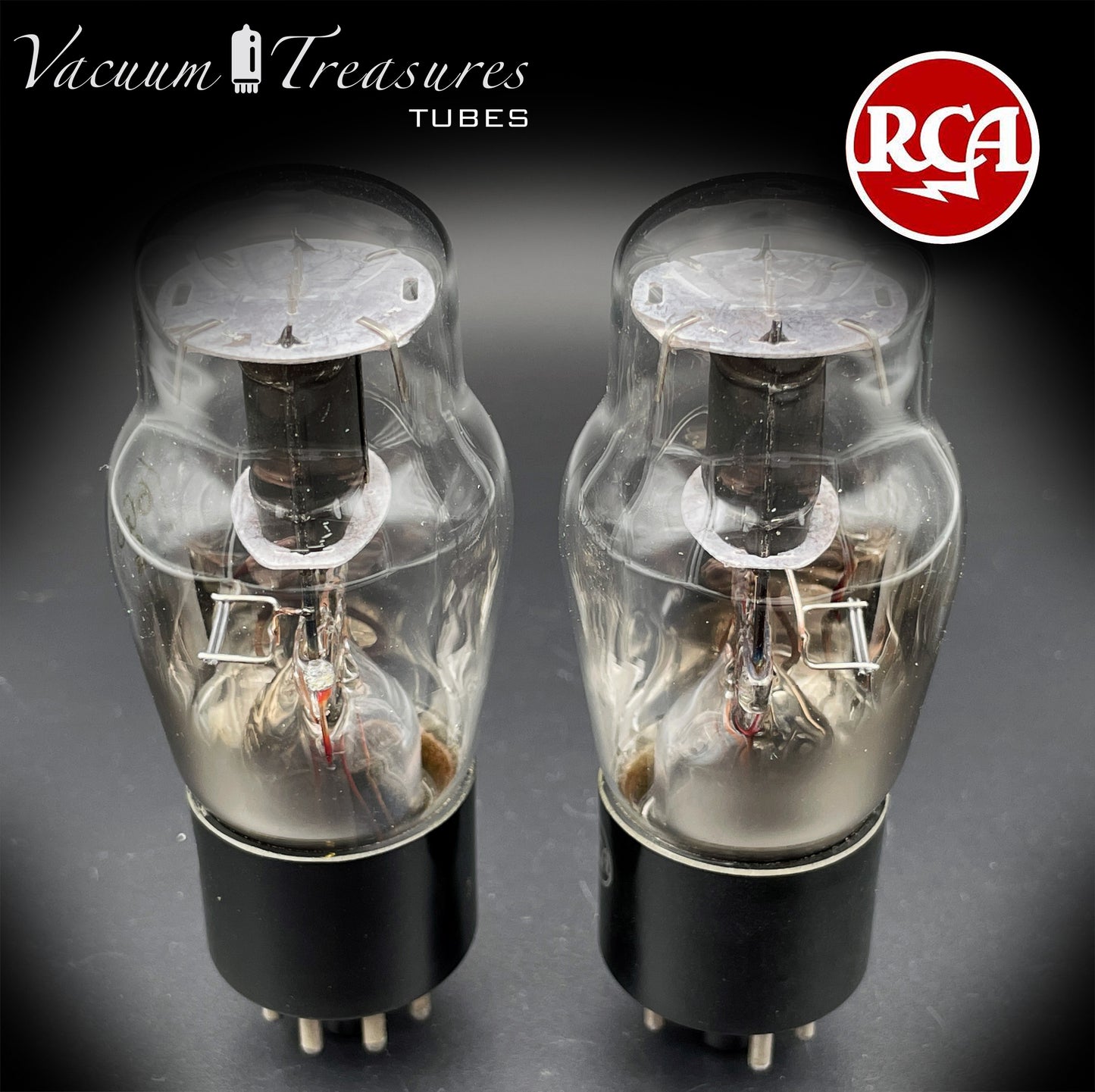 6G6G = VT-198A = 6G6GT RCA NOS NIB Matched Pair Black Plates Square Getter Power Pentode USA