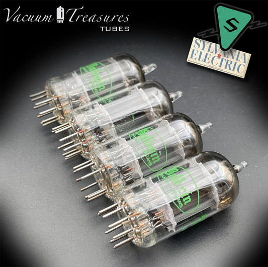 12AX7 / ECC83 Baldwin by SYLVANIA - Matched Quad - Long Gray Plates Halo Getter USA 1961