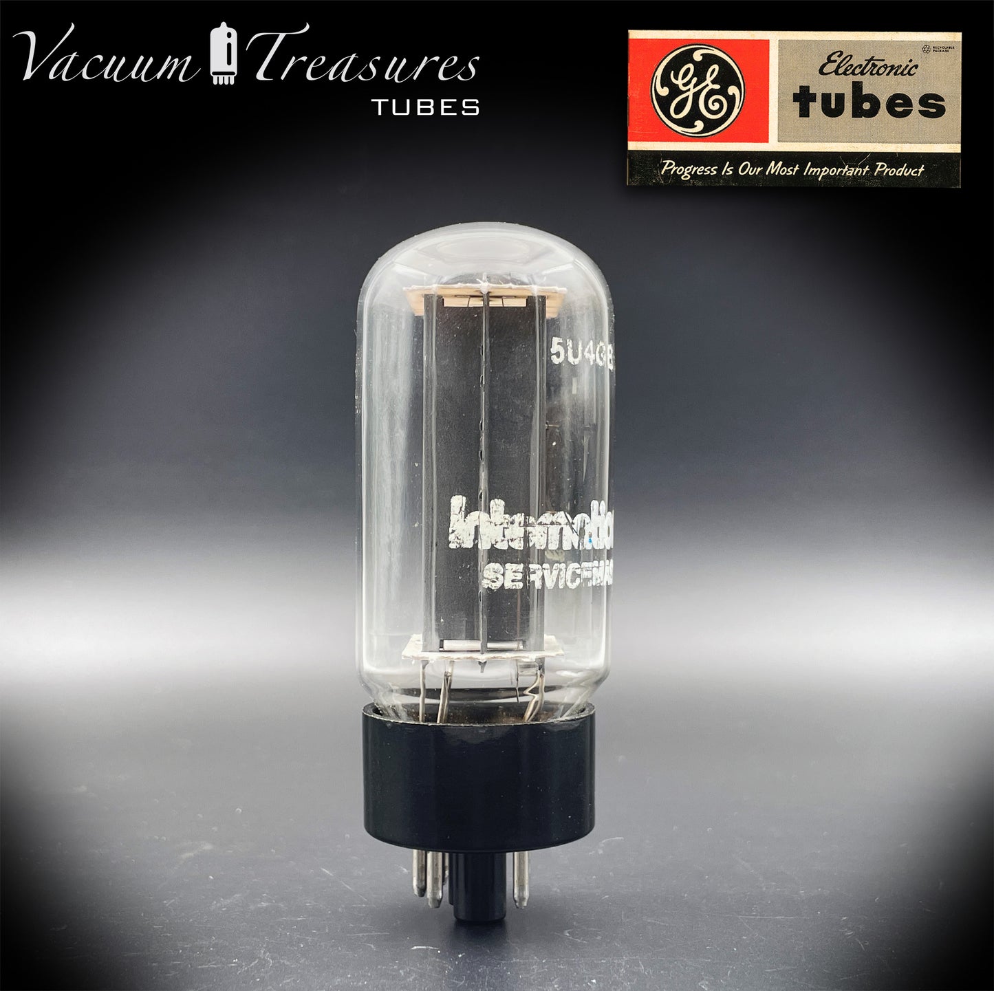 5U4 GB  5AS4A GE/International NOS NIB Gray Plates Side Square Getter Tested Tube Rectifier Made in USA